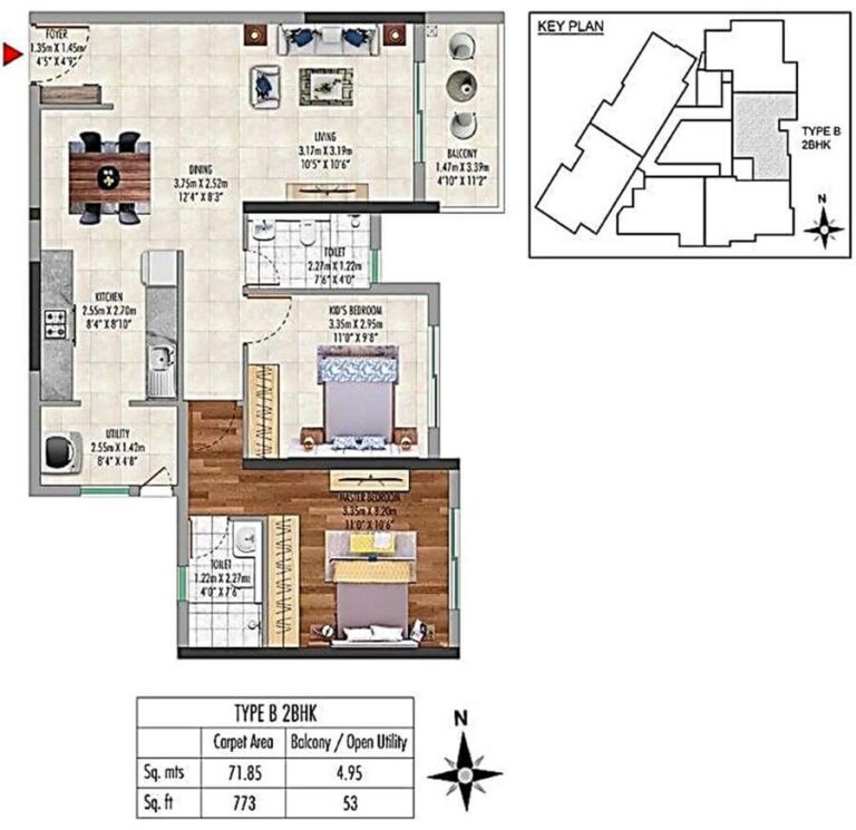 2bhk 773 carpet kolte patil lakeside 24