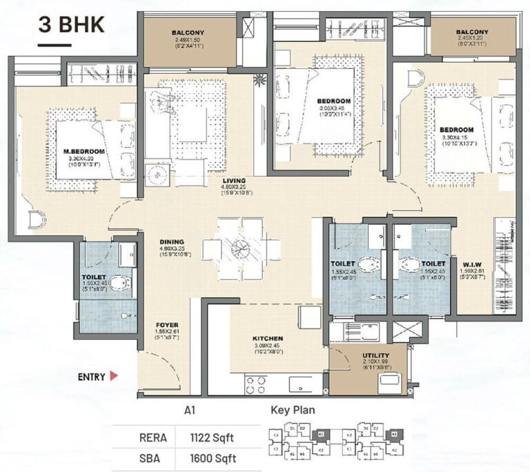 3bhk 1600 vajram newtown 2.0