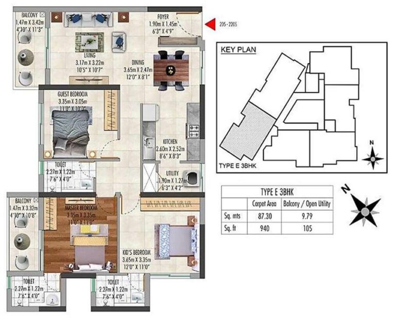 3bhk 940 carpet kolte patil lakeside 24
