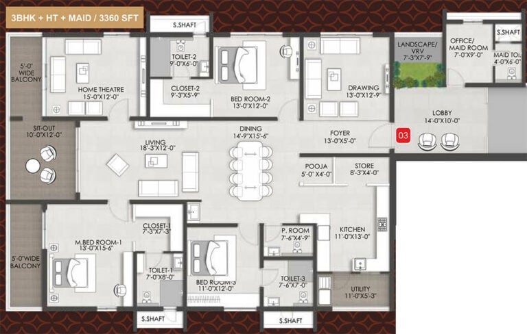 3bhk+maid+ht 3360 team4 arka by team4 lifespaces