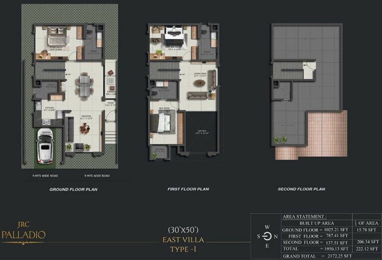 2172 3BHK Villa 30x50 - JRC Palladio