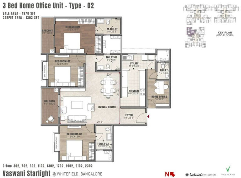 3BHK Home Office 1970 - Vaswani Starlight