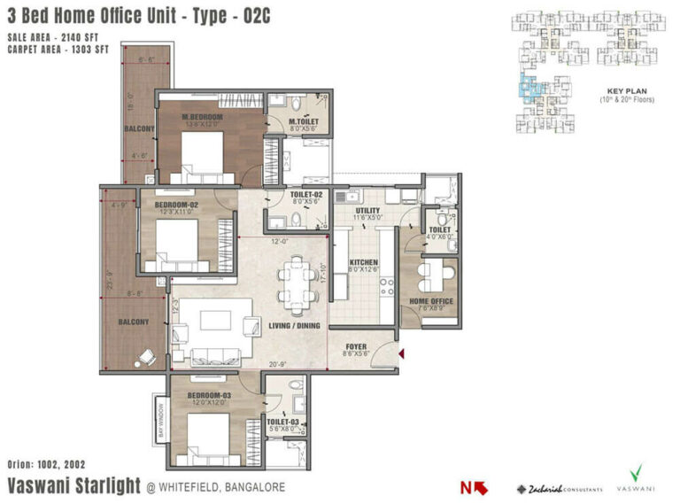 3BHK Home Office 2140 - Vaswani Starlight