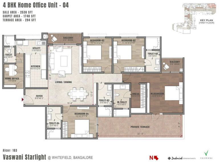 4BHK Home Office 2530 - Vaswani Starlight