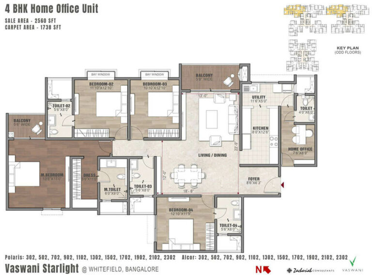 4BHK Home Office 2560 - Vaswani Starlight