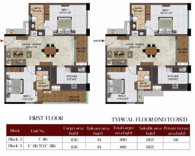 2BHK 1262 - Casagrand Massimo Chennai