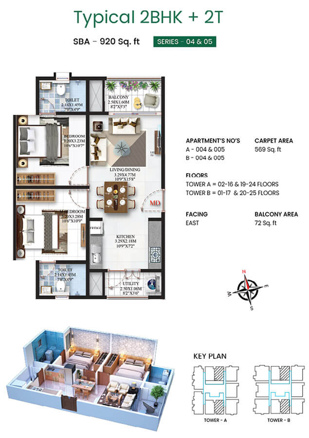 2BHK 920 - SBR Minara