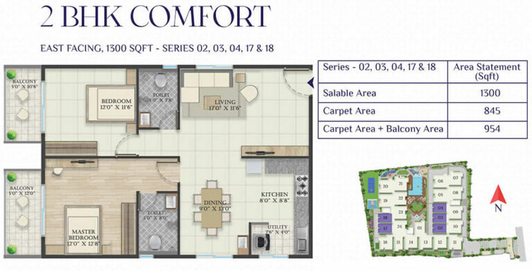 2BHK Comfort 1300 - Abhee Riviera Royale