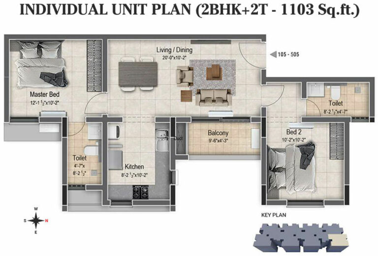 2BHK+2T 1103 - DRA Clover Tambaram Chennai