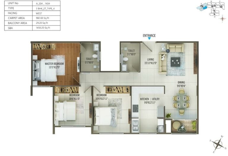 3BHK 1456 - Concorde Mayfair Yelahanka
