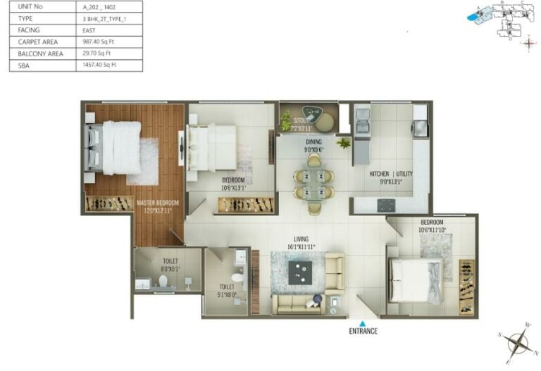 3BHK 1457 - Concorde Mayfair Yelahanka