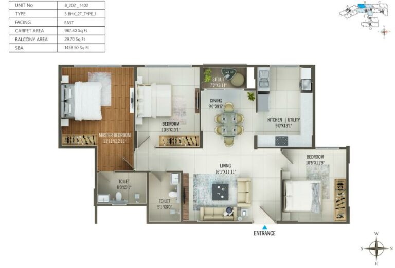 3BHK 1458 - Concorde Mayfair Yelahanka