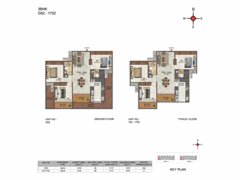 3BHK 1579 - Casagrand Casablanca