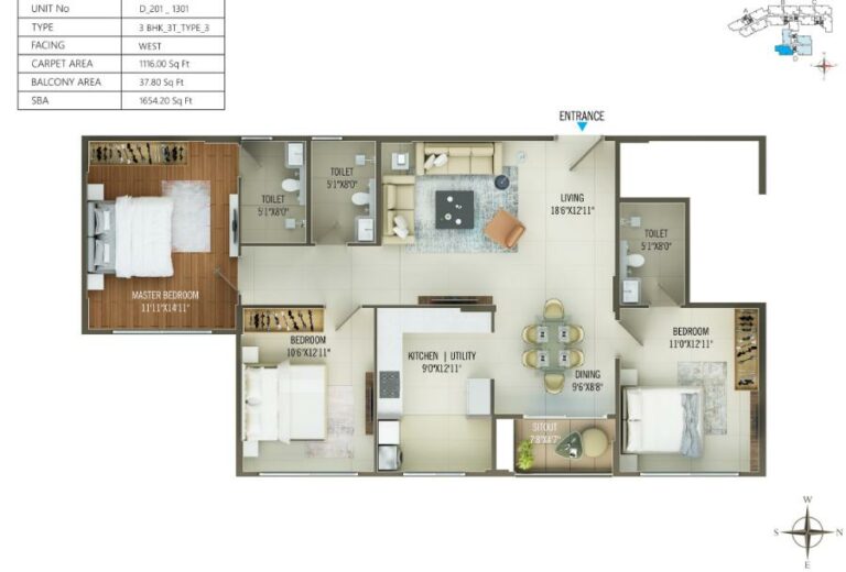 3BHK 1654 - Concorde Mayfair Yelahanka