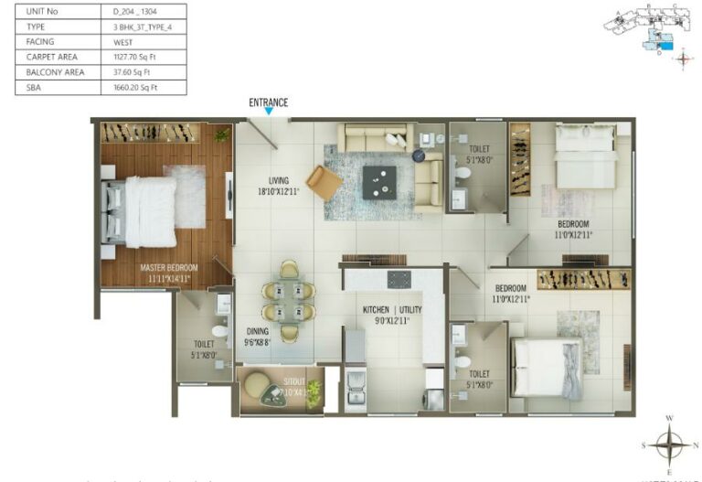 3BHK 1660 - Concorde Mayfair Yelahanka