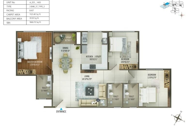 3BHK 1666 - Concorde Mayfair Yelahanka