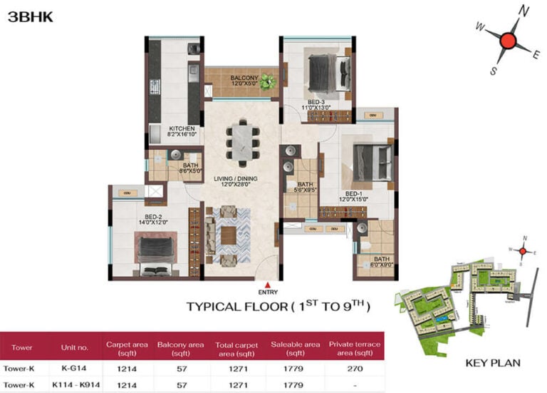 3BHK 1779 - Casagrand Hola Chennai