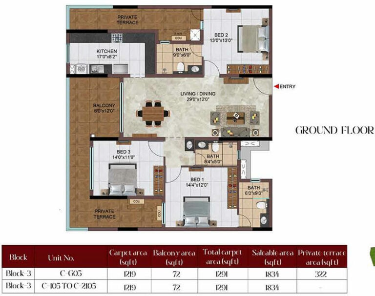 3BHK 1834 - Casagrand Massimo Chennai