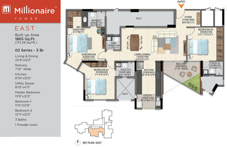 3BHK 1865 - Artismo Millionaire Tower