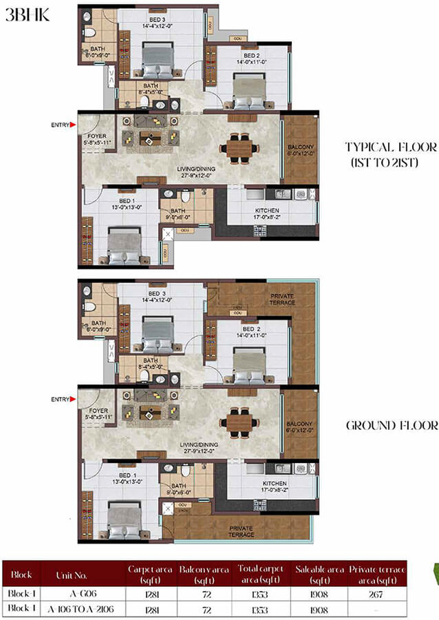 3BHK 1908 - Casagrand Massimo Chennai