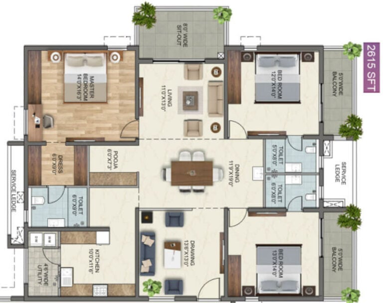 3BHK 2615 - Anvita High9 Hyderabad