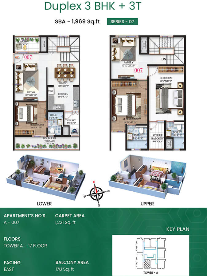 3BHK Duplex 1969 - SBR Minara