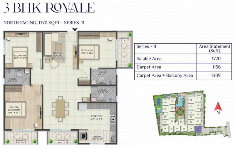 3BHK Royale 1770 - Abhee Riviera Royale