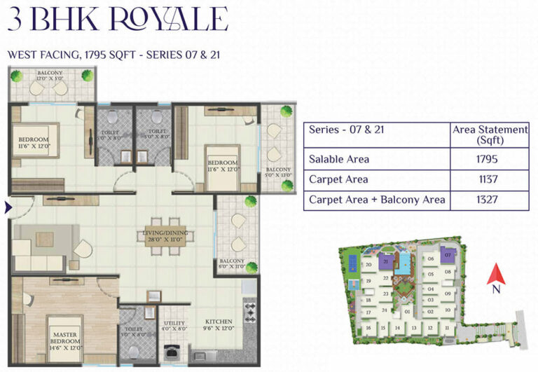 3BHK Royale 1795 - Abhee Riviera Royale