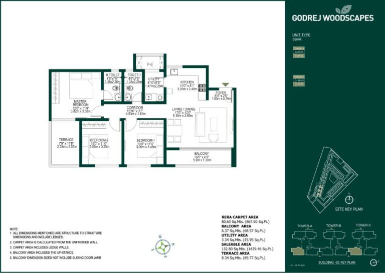 3BHK Terrace 1429 - Godrej Woodscapes Godrej Budigere Cross Godrej Whitefield