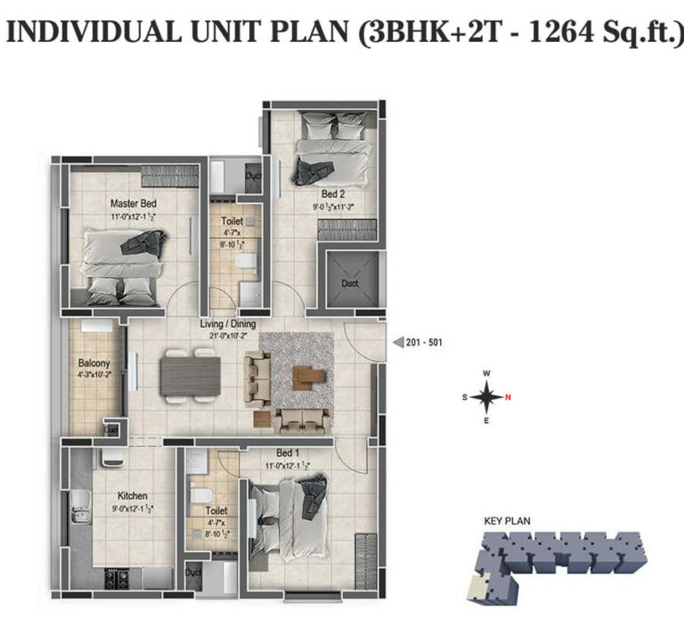 3BHK+2T 1264 - DRA Clover Tambaram Chennai