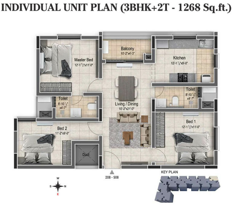 3BHK+2T 1268 - DRA Clover Tambaram Chennai