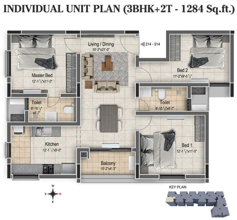 3BHK+2T 1284 - DRA Clover Tambaram Chennai