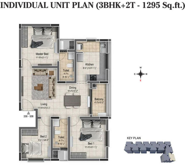 3BHK+2T 1295 - DRA Clover Tambaram Chennai