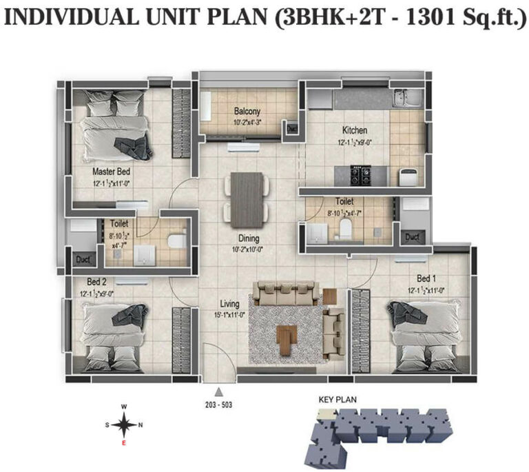3BHK+2T 1301 - DRA Clover Tambaram Chennai