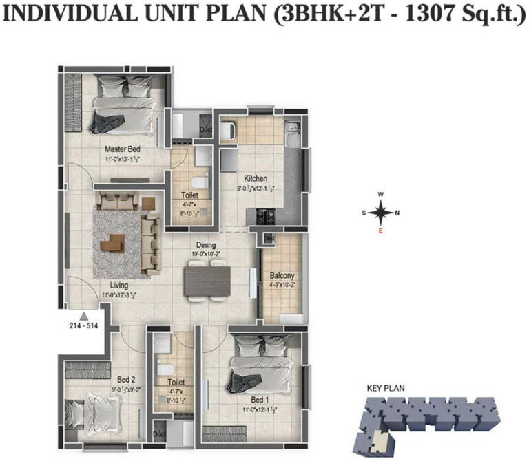 3BHK+2T 1307 - DRA Clover Tambaram Chennai