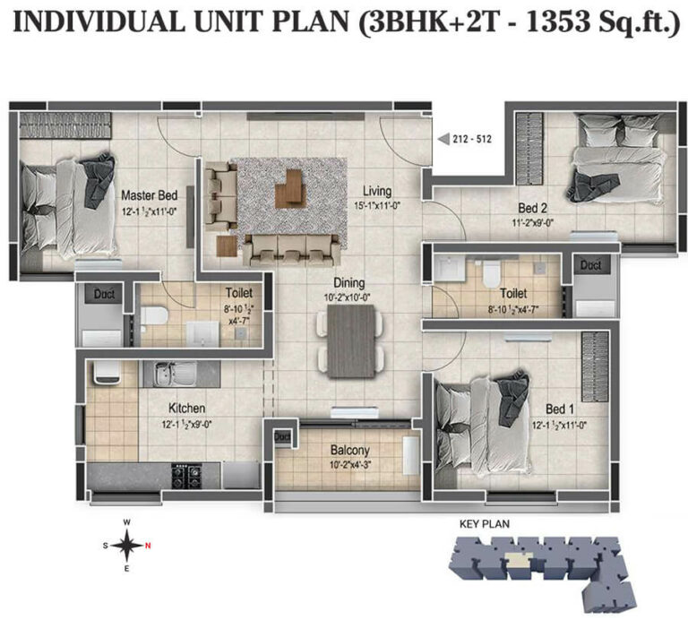 3BHK+2T 1353 - DRA Clover Tambaram Chennai