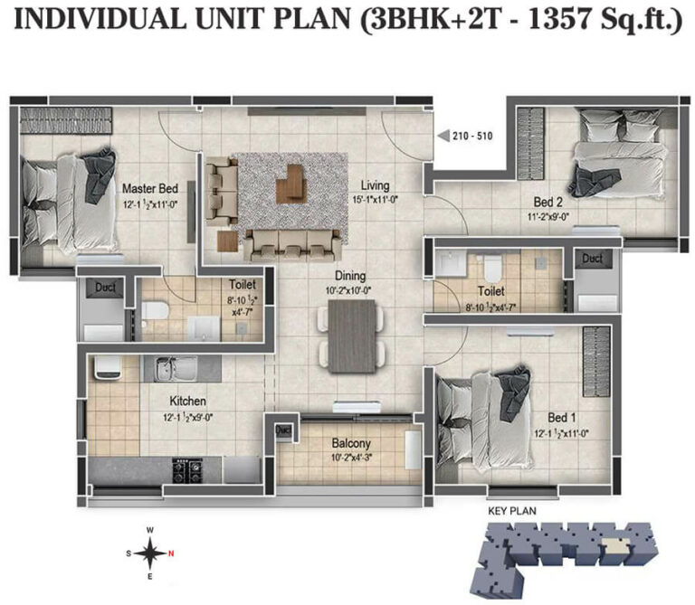 3BHK+2T 1357 - DRA Clover Tambaram Chennai