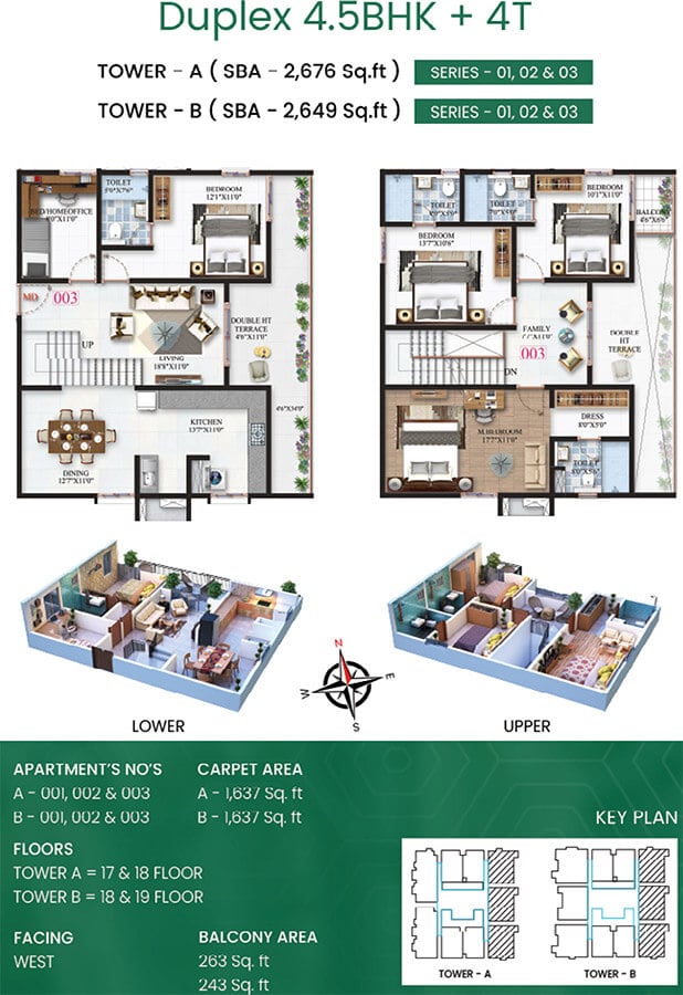 4.5BHK Duplex 2676 - SBR Minara