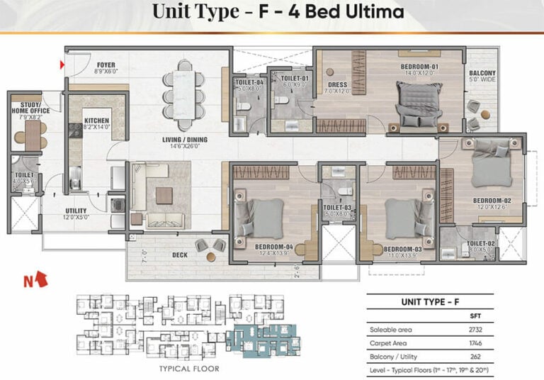 4BHK Ultima 2732 - Prestige Camden Gardens