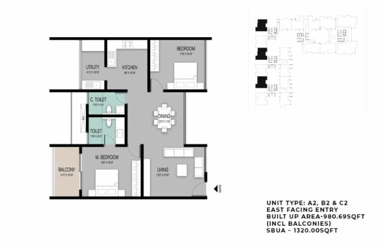 2BHK 1320 - ELV High Garden Whitefield