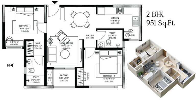 2BHK 951 - ARATT Alchemy One
