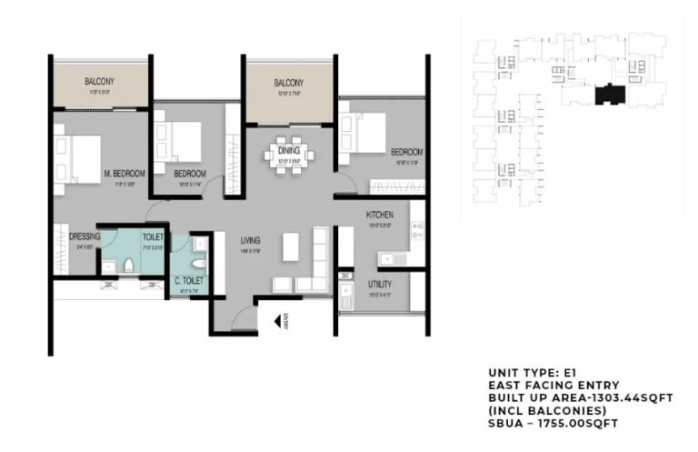 3BHK 1755 - ELV High Garden Whitefield
