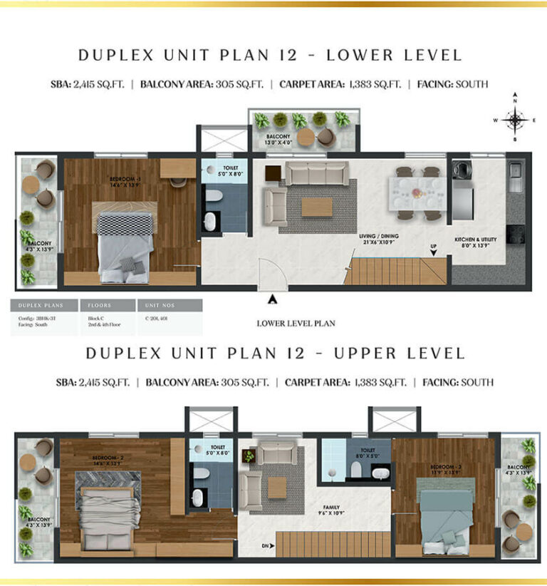 3BHK Duplex 2145 - SBR Florenso