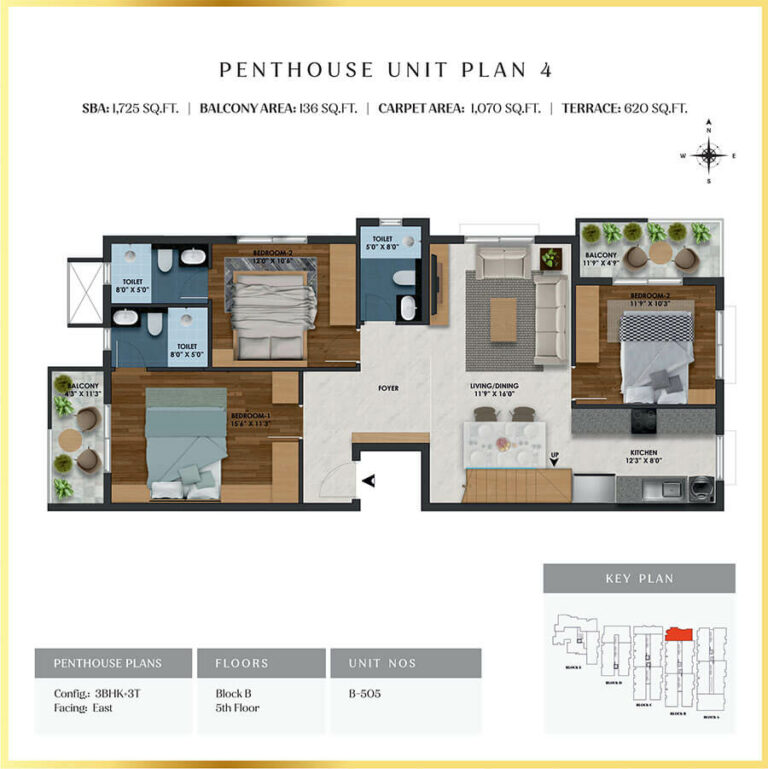 3BHK Penthouse 1725 - SBR Florenso
