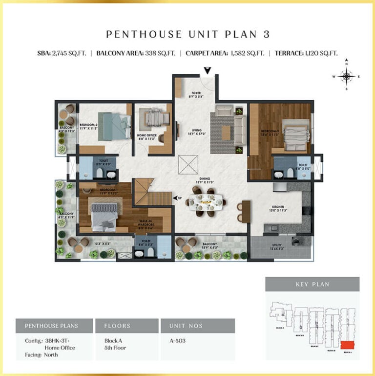 3BHK Penthouse 2745 - SBR Florenso