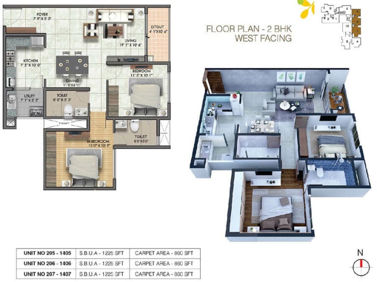 2BHK 1225 - Sumadhura Sushantham
