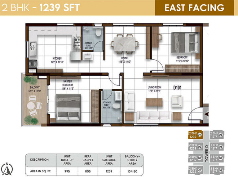 2BHK 1239 - NCC Urban Ivy Towers Chennai