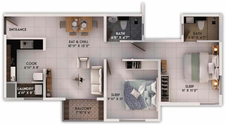 2BHK - Provident Sunworth City