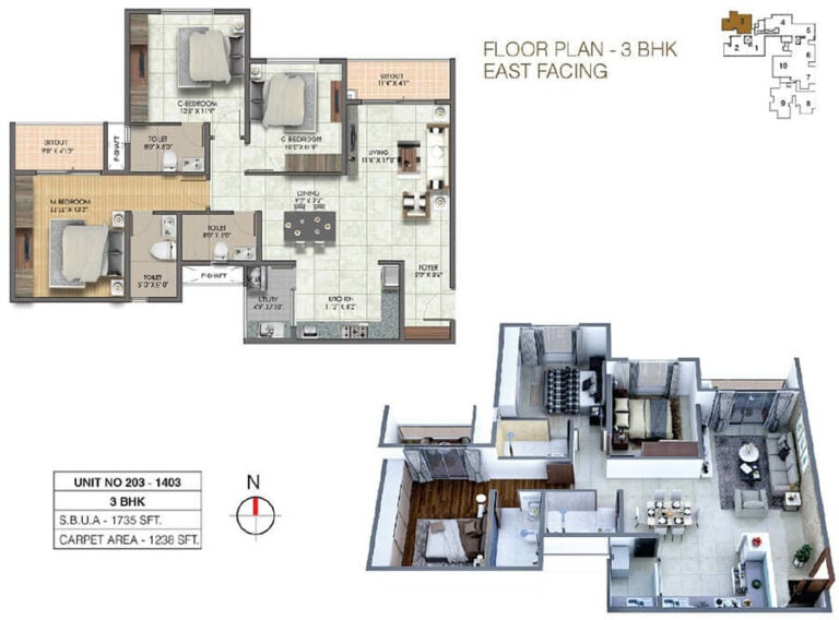 3BHK 1735 - Sumadhura Sushantham