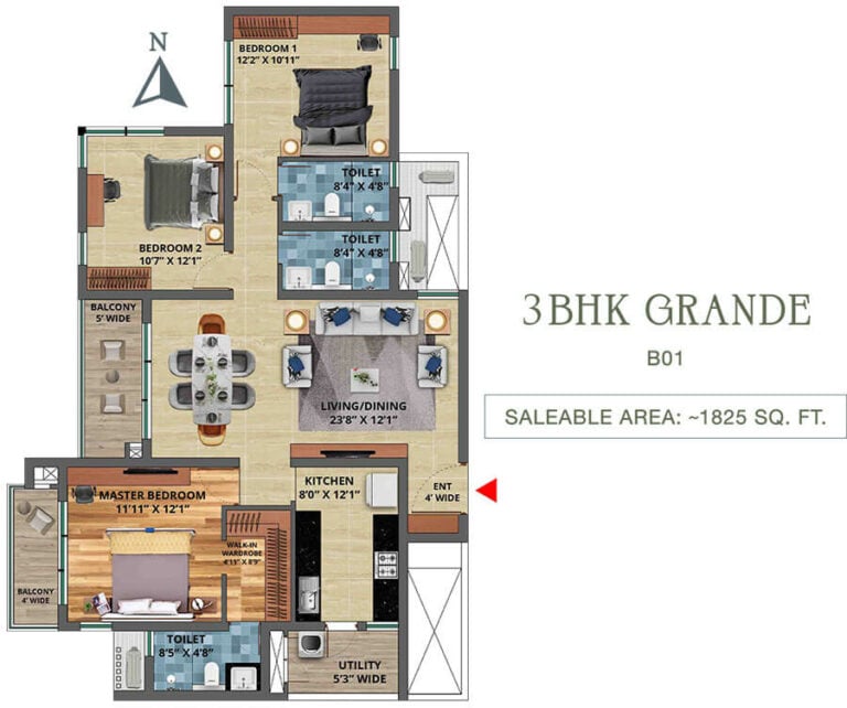3BHK Grande 1825 - TVS Emerald Isle Of Trees Rachenahalli